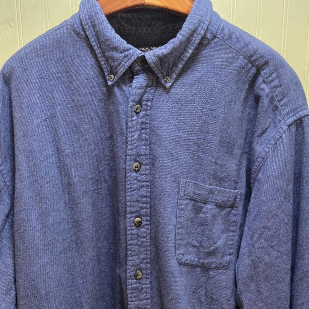 Roundtree & Yorke Shirt Mens‎ 3XLT Blue Solid Long Sleeve Flannel Button Up